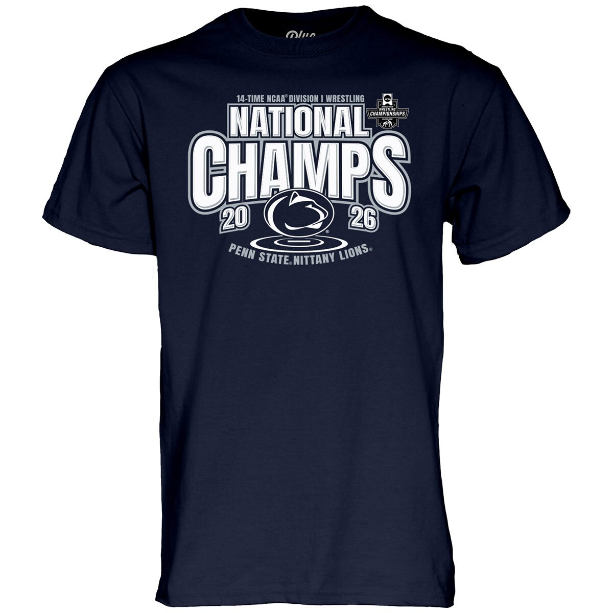 navy short sleeve t-shirt Wrestling National Champs 2026 Penn State